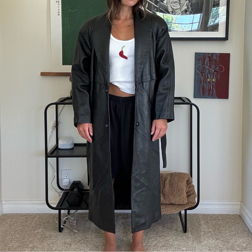 Leather by Wilson’s Shoulder pad trench